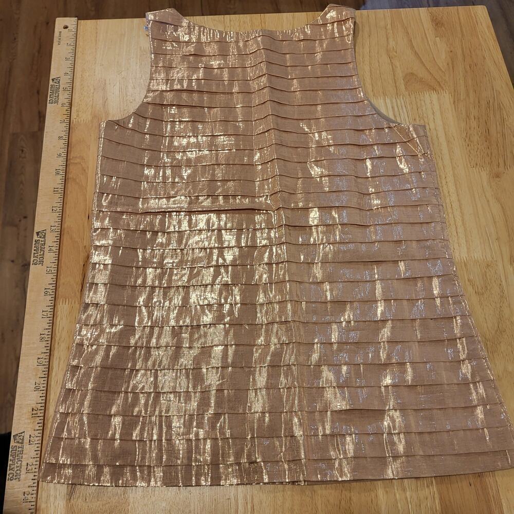 J. Crew Size 0 Rose Gold Metallic Cotton Tank Top Ruffle Tiered Blouse - Picture 7 of 7